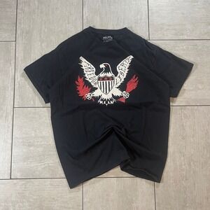 Melmarc Mens Large Black Freedom Liberty Eagle Graphic Tee Cotton Short Sleeve
